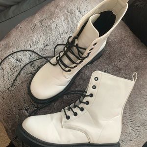 White Rubber Combat Boots